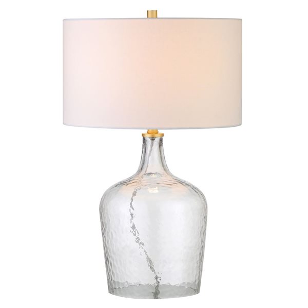 Hailey Home Casco 24-in H Textured Clear Glass Base/Brass Accents Table Lamp w/ White Fabric Shade