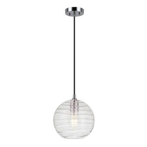 Luminaire suspendu Wayve Hailey Home 8 po l. nickel poli avec abat-jour texturé en verre transparent