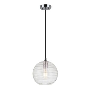 Hailey Home Wayve 8-in W Polished Nickel Pendant Ceiling Light w/ Textured Clear Glass Shade