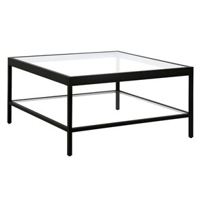 Hailey Home Alexis Black Square Glass Coffee Table