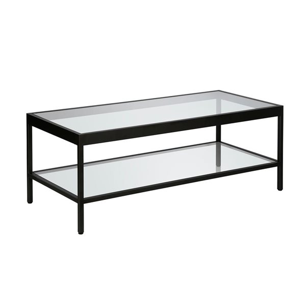 Table basse Alexis de Hailey Home noir avec surface en verre