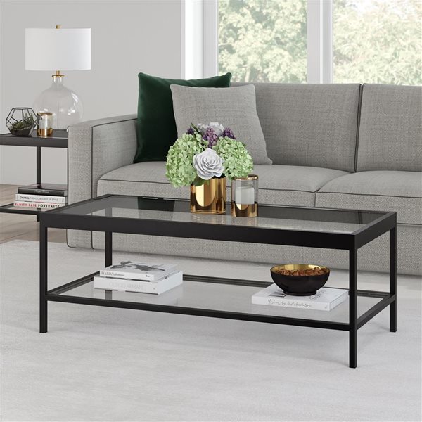 Hailey Home Alexis Black Glass Coffee Table