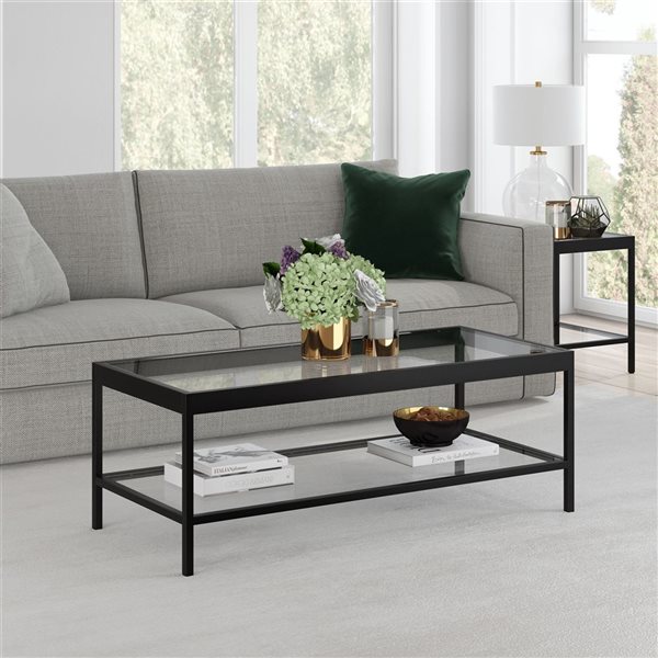 Hailey Home Alexis Black Glass Coffee Table