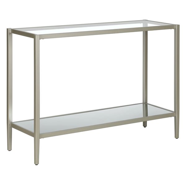 Hailey Home Hera 42-in W Satin Nickel Metal Modern Console Table w/ Mirrored Shelf