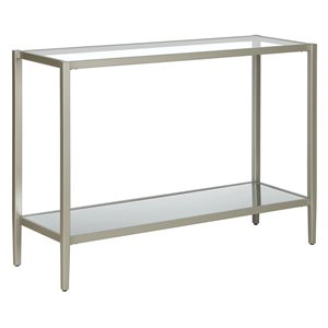 Hailey Home Hera 42-in W Satin Nickel Metal Modern Console Table w/ Mirrored Shelf