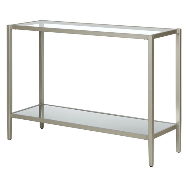 Hailey Home Hera 42-in W Satin Nickel Metal Modern Console Table w/ Mirrored Shelf