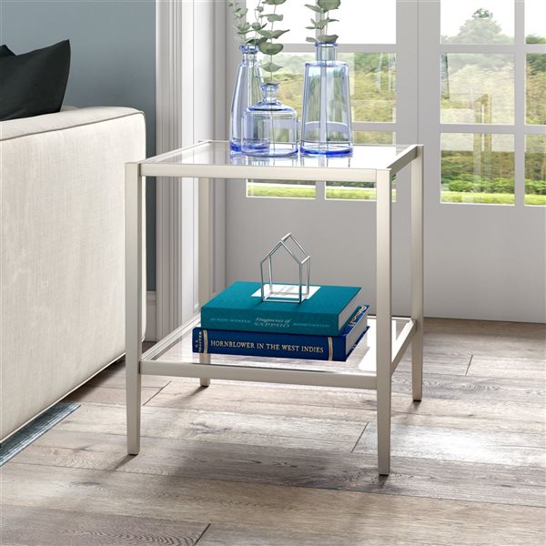 Hailey Home Hera Nickel Glass Square End Table