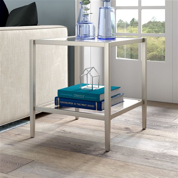 Hailey Home Hera Nickel Glass Square End Table