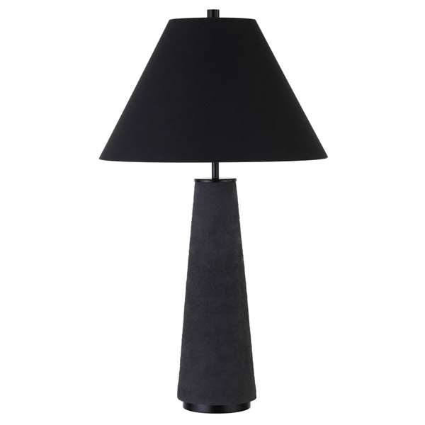 Hailey Home Ingalls 28-in H Matte Black Monochrome Table Lamp with Fabric Shade