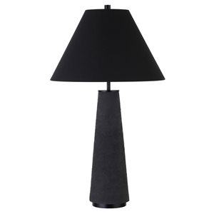 Hailey Home Ingalls 28-in H Matte Black Monochrome Table Lamp with Fabric Shade