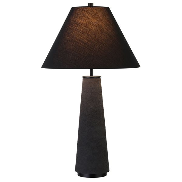 Hailey Home Ingalls 28-in H Matte Black Monochrome Table Lamp with Fabric Shade