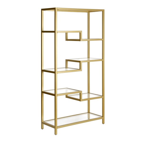 Hailey Home Johann 34 W x 68-in H Brass Metal 5-Tier Bookcase