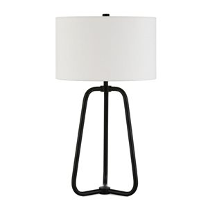 Lampe de table Marduk de Hailey Home 25,5 po h. métal bronze noirci avec abat-jour en tissu blanc