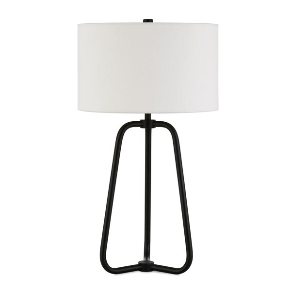 Hailey Home Marduk 25.5-in H Blackened Bronze Metal Table Lamp with White Fabric Shade