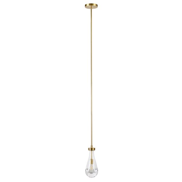 Hailey Home Twyla 5-in W Brushed Brass Pendant Ceiling Light w/ Clear Glass Shade