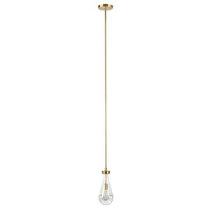 Hailey Home Twyla 5-in W Brushed Brass Pendant Ceiling Light w/ Clear Glass Shade