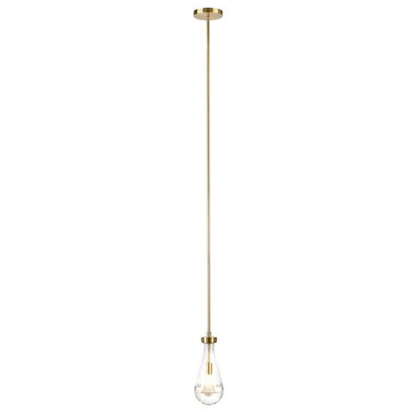 Hailey Home Twyla 5-in W Brushed Brass Pendant Ceiling Light w/ Clear Glass Shade