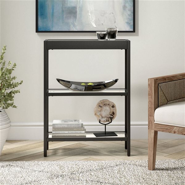 Hailey Home Alexis 22-in W Blackened Bronze Metal Modern Console Table w/ w/ Glass Shelves