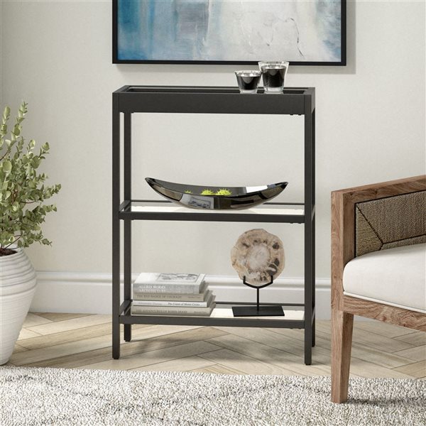 Hailey Home Alexis 22-in W Blackened Bronze Metal Modern Console Table w/ w/ Glass Shelves