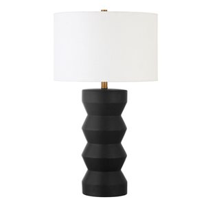 Lampe de table en céramique Carlin de Hailey Home 28 po h. noir mat avec abat-jour en tissu