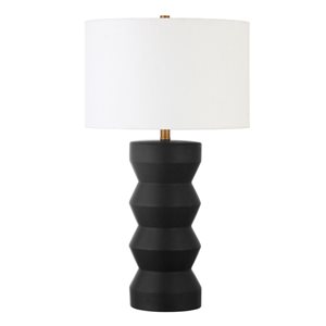 Hailey Home Carlin 28-in H Matte Black Ceramic Table Lamp with Fabric Shade