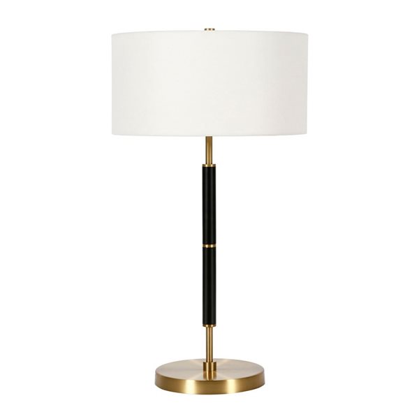 Lampe de table Simone de Hailey Home 25 po h. fini noir et laiton avec abat-jour en tissu