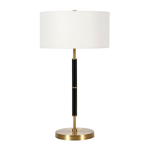 Lampe de table Simone de Hailey Home 25 po h. fini noir et laiton avec abat-jour en tissu