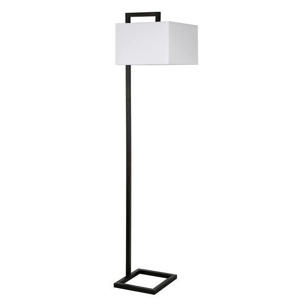 Hailey Home Grayson 68-in H Black Floor Lamp w/ White Fabric Shade