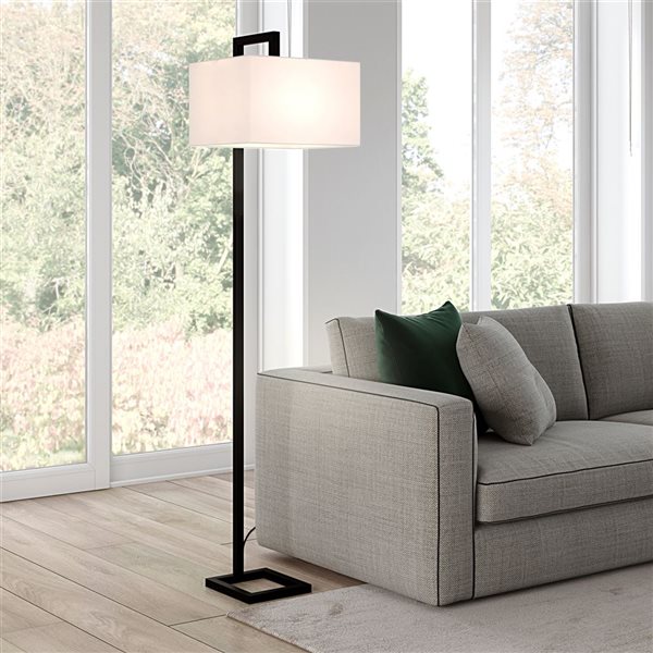 Hailey Home Grayson 68-in H Black Floor Lamp w/ White Fabric Shade