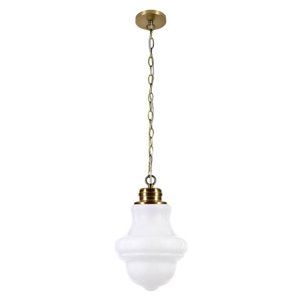 Hailey Home Annie 9-in W Brass Pendant Ceiling Light w/ Frosted Glass Shade