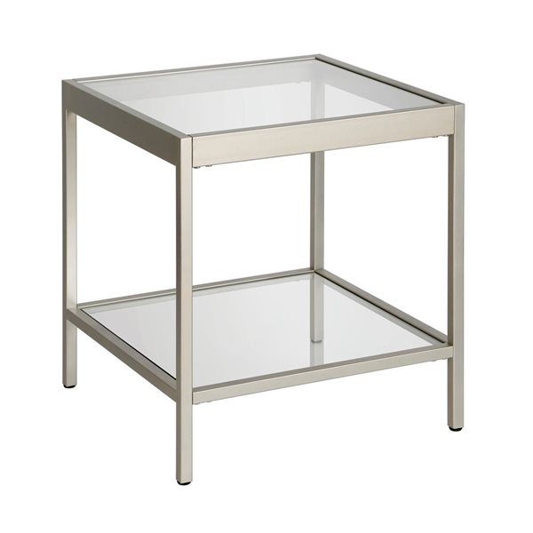 Table d'appoint carrée Alexis de Hailey Home nickel avec surface en verre