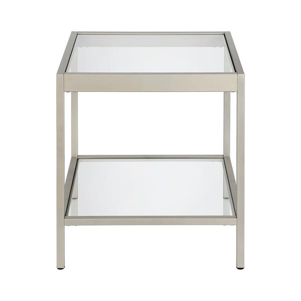 Table d'appoint carrée Alexis de Hailey Home nickel avec surface en verre