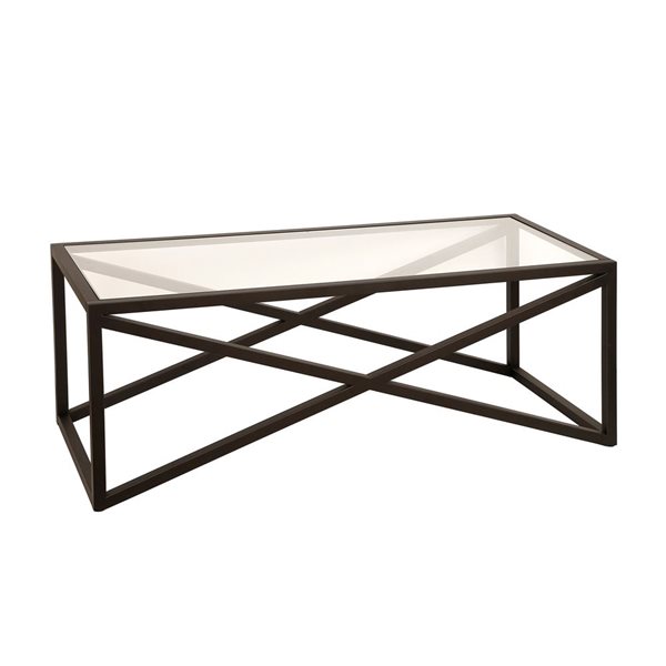 Table basse Calix de Hailey Home noir avec surface en verre