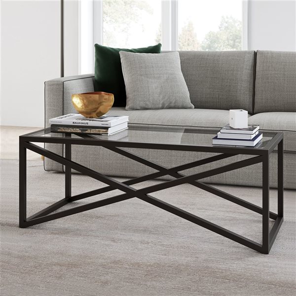 Hailey Home Calix Black Glass Coffee Table