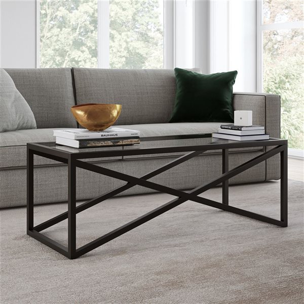 Hailey Home Calix Black Glass Coffee Table