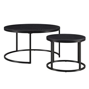 Jeu de 2 tables gigognes rondes Watson de Hailey Home noir en composite