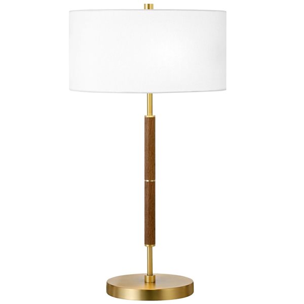 Lampe de table à 2 lumières Simone de Hailey Home 25 po h. chêne rustique avec abat-jour en tissu