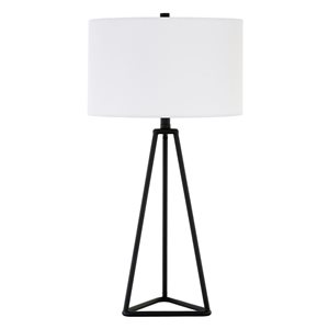 Hailey Home Gio 26.13-in H Blackened Bronze Metal Table Lamp with White Fabric Shade