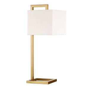 Hailey Home Grayson 26-in H Brass Metal Table Lamp with White Fabric Shade