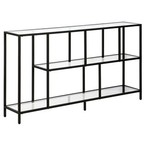 Hailey Home Winthrop 52-in W 3-Tier Blackened Bronze Metal Modern Console Table w/ Glass Shelves