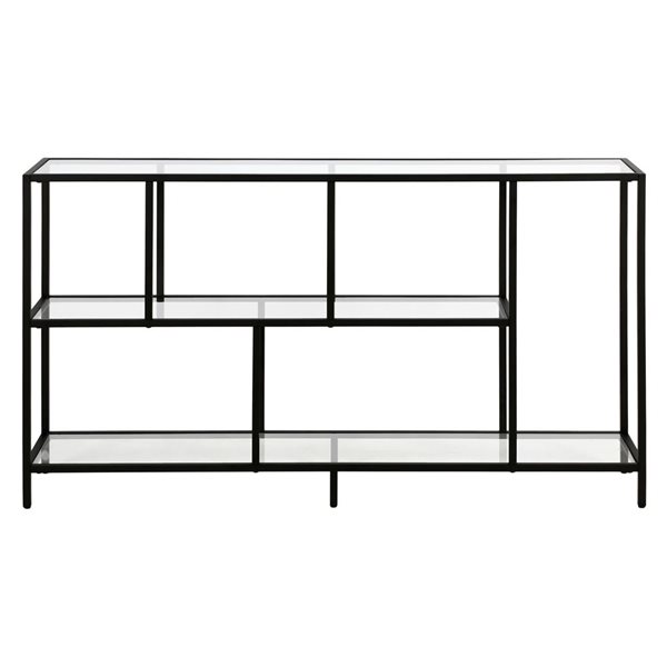 Hailey Home Winthrop 52-in W 3-Tier Blackened Bronze Metal Modern Console Table w/ Glass Shelves