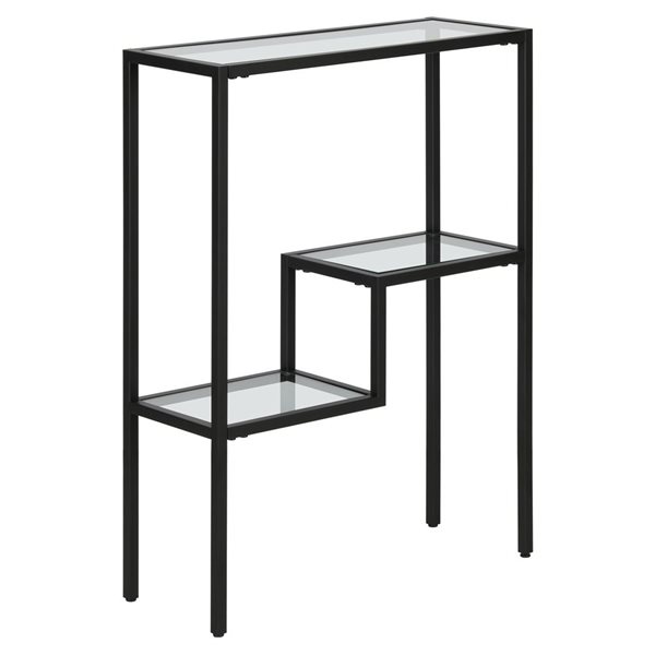 Hailey Home Lovett 22-in W Blackened Bronze Metal Modern Console Table w/ Glass Shelves