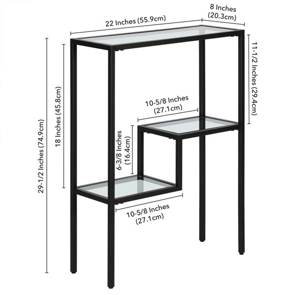 Hailey Home Lovett 22-in W Blackened Bronze Metal Modern Console Table w/ Glass Shelves