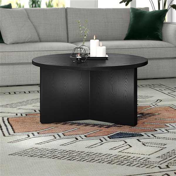 Hailey Home Anders Black Round Composite Coffee Table