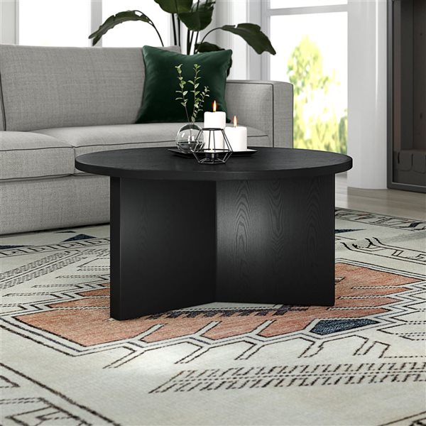 Hailey Home Anders Black Round Composite Coffee Table