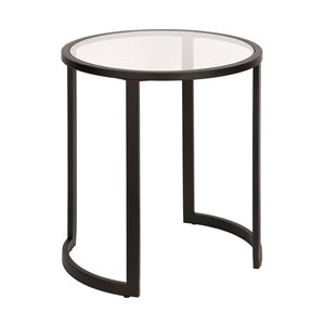 Table d'appoint ronde Mitera de Hailey Home noir avec surface en verre