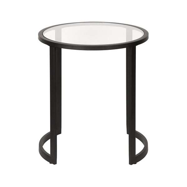 Table d'appoint ronde Mitera de Hailey Home noir avec surface en verre