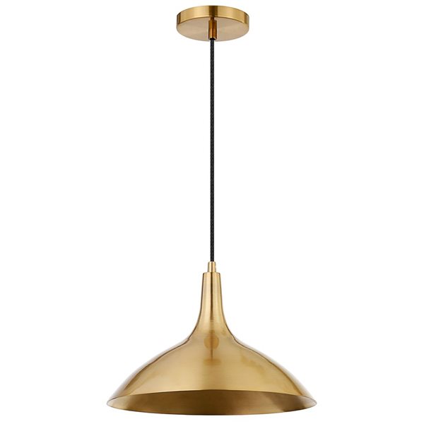 Hailey Home Barton 14-in W Brass Pendant Ceiling Light w/ Metal Shade