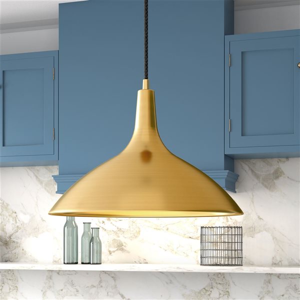 Hailey Home Barton 14-in W Brass Pendant Ceiling Light w/ Metal Shade