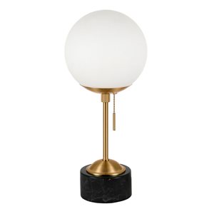 Hailey Home Reagan 17.75-in H Brass/Black Marble Table Lamp with Globe-Shaped Glass Shade